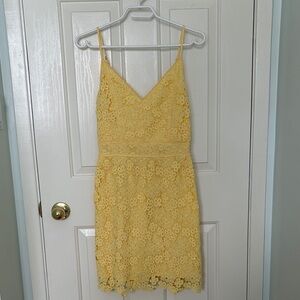 Abercrombie & Fitch Yellow Floral Lace Mini Dress
